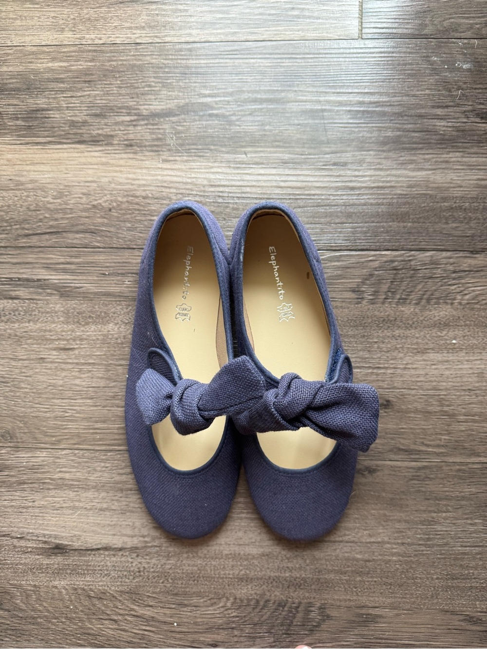 Elephantito Girls' Navy Canvas Knot Ballet Flats